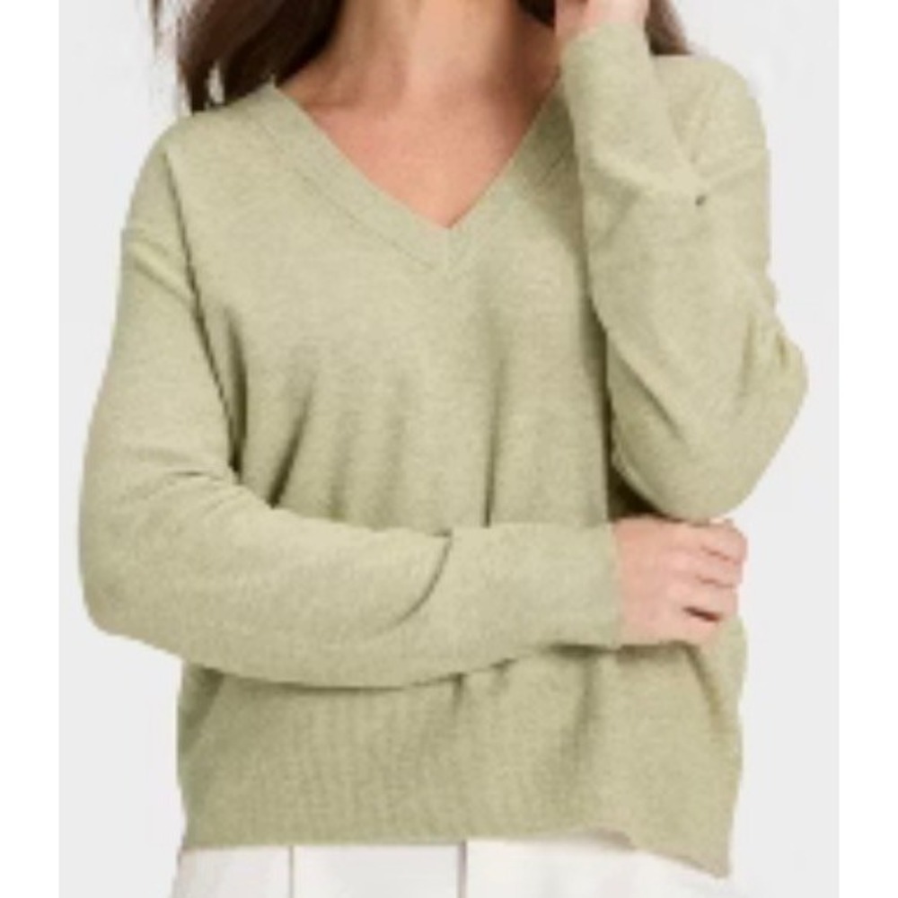 A New Day Light Sage Green V-Neck Sweater Small Soft Girl Preppy Knit